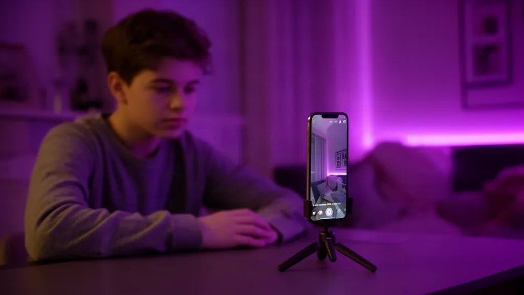 Creator filming a vertical video on a phone